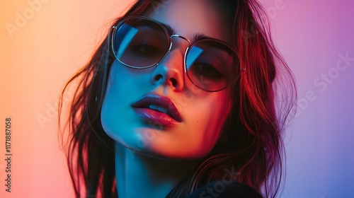 Wallpaper Mural Woman in sunglasses, vibrant colors, fashion portrait. Torontodigital.ca