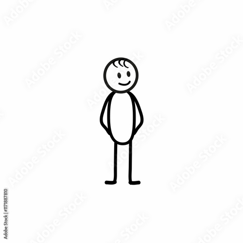 
happy man, smiling man, pictogram of a human figure, flat illustration, sketch isolated on a white background