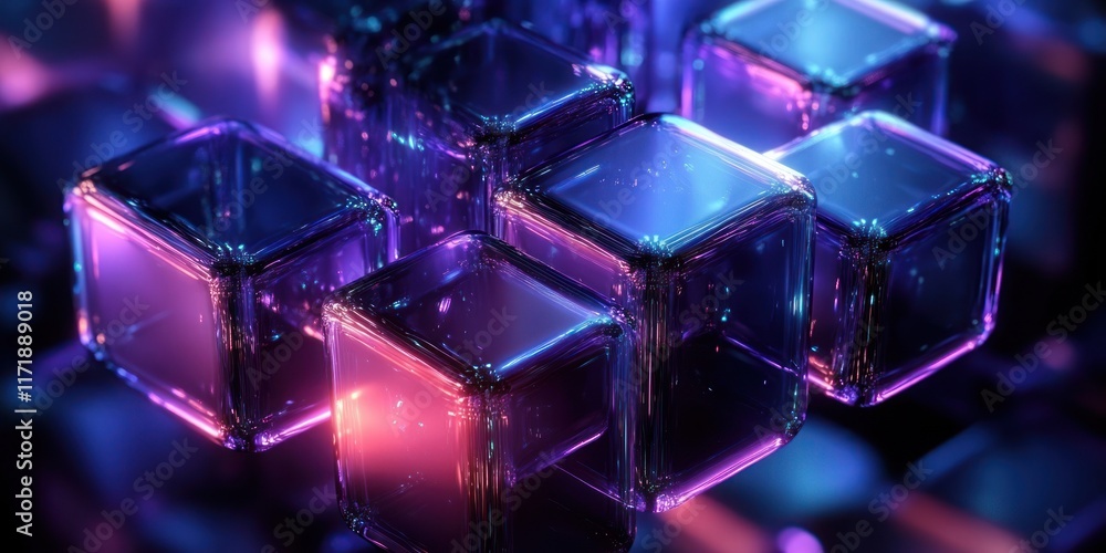 Futuristic Digital Hexagonal Shapes Background with Neon Lights in Cyberpunk Style Futuristic Digital Hexagonal Shapes Background with Neon Lights in Cyberpunk Style