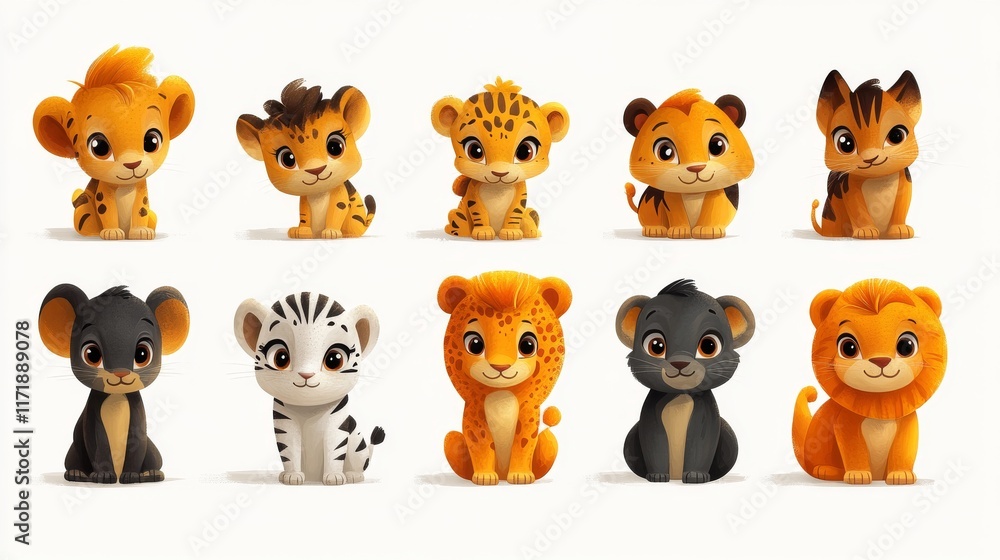 Set of magical animals. Cartoon characters for kids Set of magical animals. Cartoon characters for kids