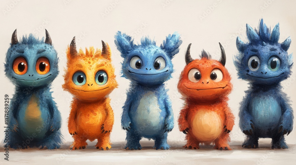 Set of magical animals. Cartoon characters for kids