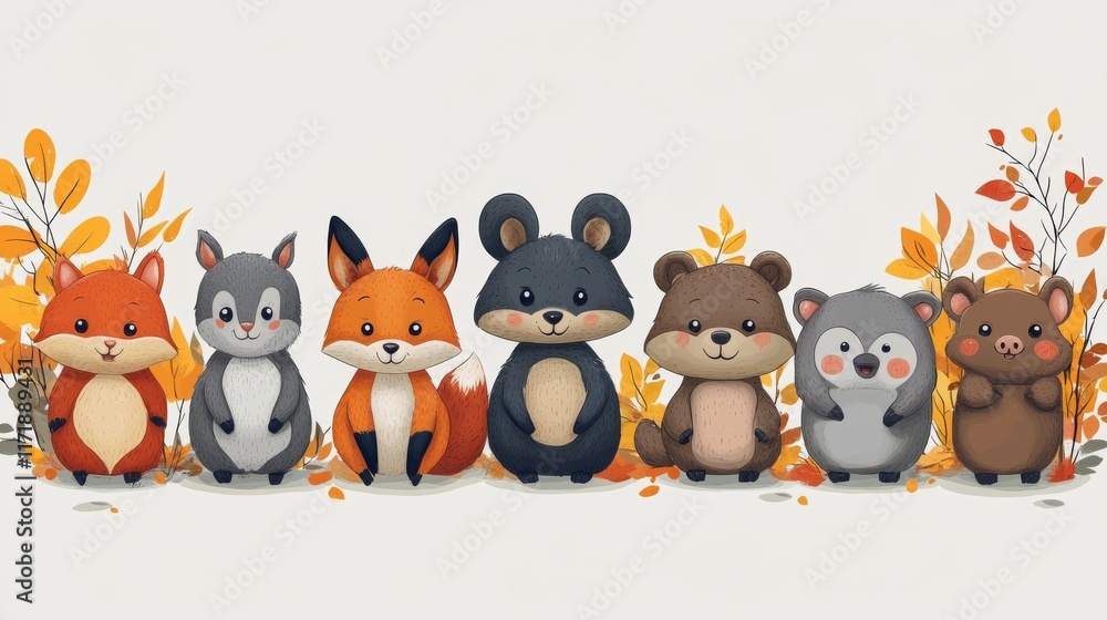 Set of funny cartoon animals isolated on white background. Set of funny cartoon animals isolated on white background.