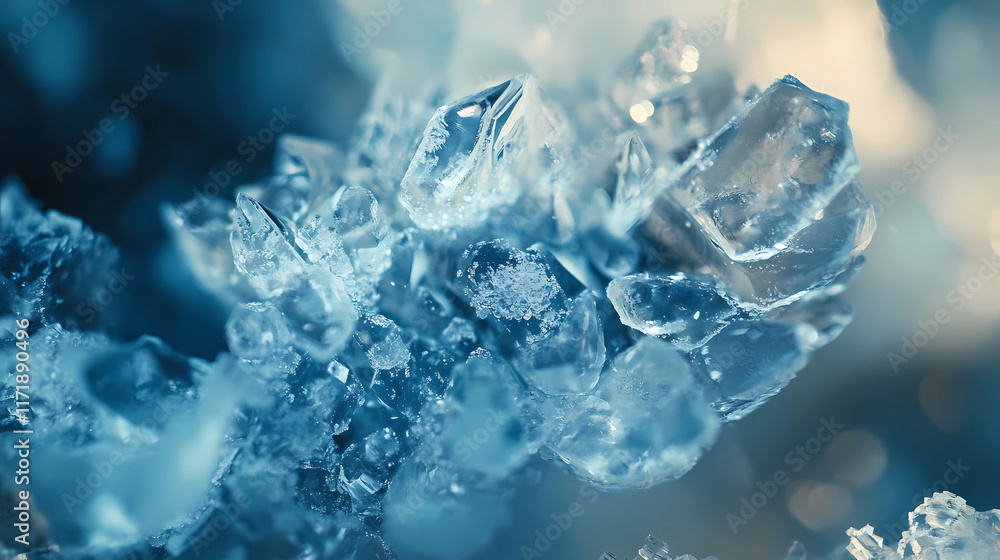 Crystalline Ice: Winter Macro Shot of Frozen Patterns Crystalline Ice: Winter Macro Shot of Frozen Patterns