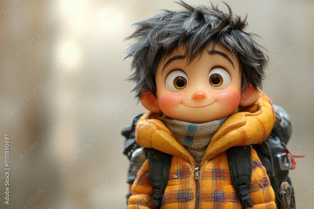 Surprised shocked cartoon character man with plaid vest in vibrant colors on light background Surprised shocked cartoon character man with plaid vest in vibrant colors on light background