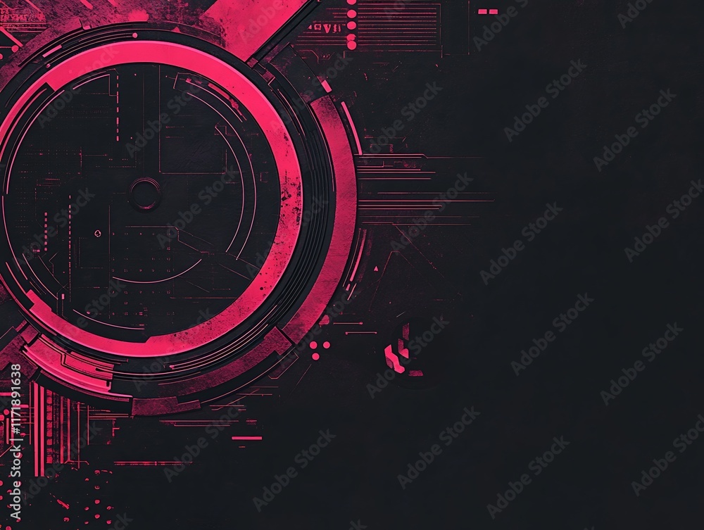 Obraz premium Abstract Digital Art Pink and Black Circular Design