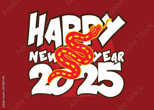 happy new year 2025 with snake zodiac illustration for chinese new year events