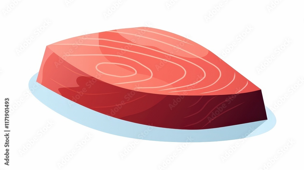 Fresh Red Meat Slice on White Plate Isolated on White Background Fresh Red Meat Slice on White Plate Isolated on White Background