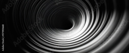 Abstract Black and White Spiral Patterns High Contrast Dynamic Depth Modern Minimalism Design