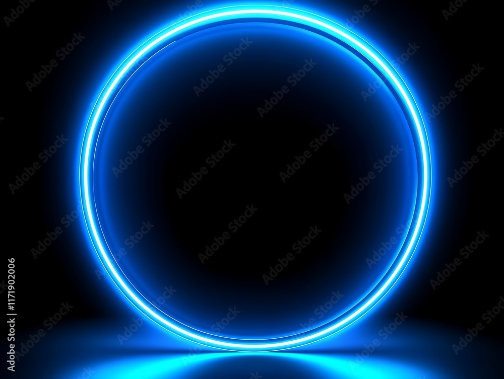 Obraz premium Bright Blue Neon Circle Abstract Background