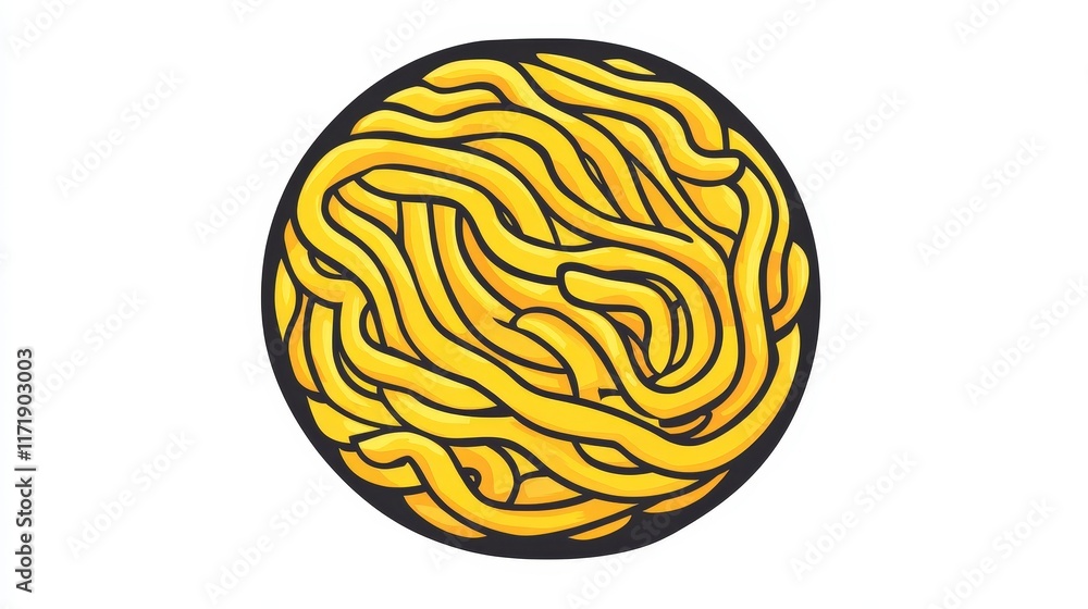 Abstract Circle Design with Yellow Curly Lines and Bold Outlines Abstract Circle Design with Yellow Curly Lines and Bold Outlines