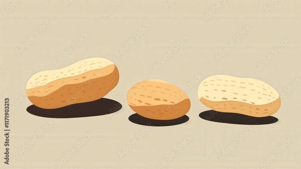 Three Varieties of Peanuts on a Soft Neutral Background Three Varieties of Peanuts on a Soft Neutral Background