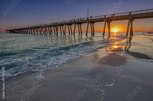 Vászonkép "Navarre Beach Pier Sunset"