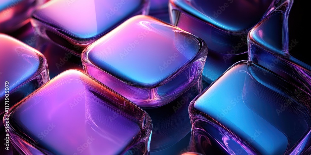 Abstract Glass Shapes Composition with Purple and Blue Colors Dramatic Backlighting Abstract Glass Shapes Composition with Purple and Blue Colors Dramatic Backlighting