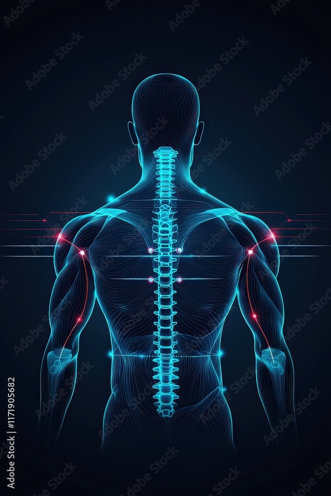 A symbolic glowing muscle diagram showing reduced tension. A symbolic glowing muscle diagram showing reduced tension.