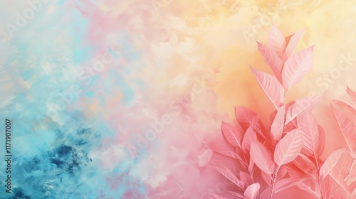 Soft gradient background in pink blue and yellow colors photo