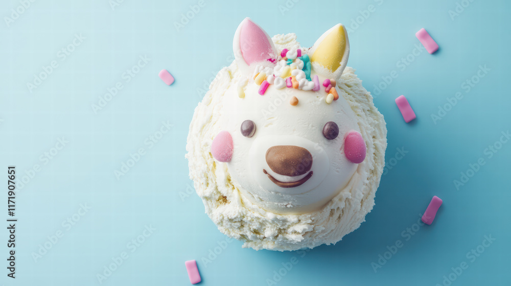 creative ice cream cake shaped like cute animal with colorful sprinkles, perfect for celebrations and parties. This delightful dessert brings joy and sweetness to any occasion creative ice cream cake shaped like cute animal with colorful sprinkles, perfect for celebrations and parties. This delightful dessert brings joy and sweetness to any occasion