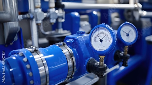 Wallpaper Mural A blue pipe with two blue gauges on it Torontodigital.ca