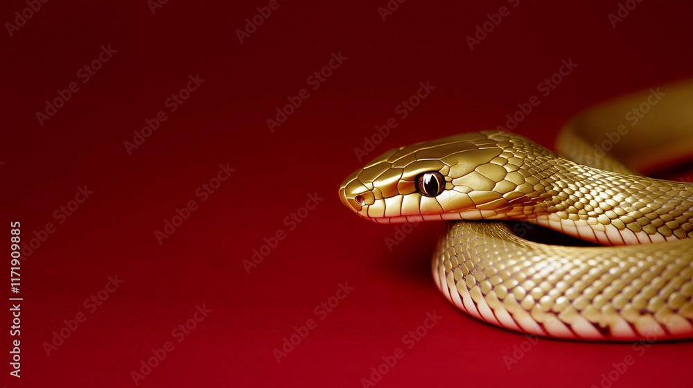 Golden snake isolated on a red background Golden snake isolated on a red background