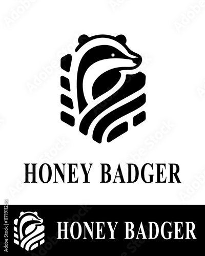 Abstract honey badger logo featuring bold lines and minimalist design