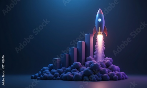 A rocket launching from a graph, symbolizing exponential growth and success.