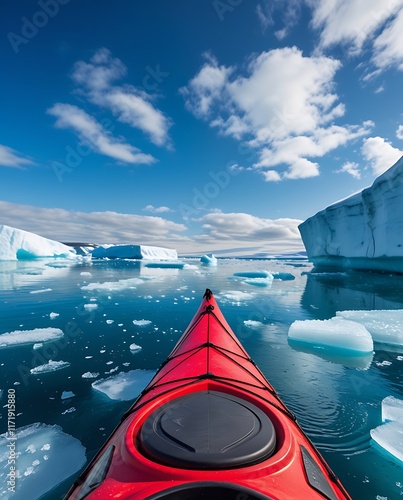 Wallpaper Mural Red Kayak Navigating Crystal Clear Arctic Waters Among Majestic Icebergs Under a Vibrant Blue Sky Offering an Unforgettable Adventure Experience Perfect for Nature Lovers and Outdoor Enthusiasts





 Torontodigital.ca