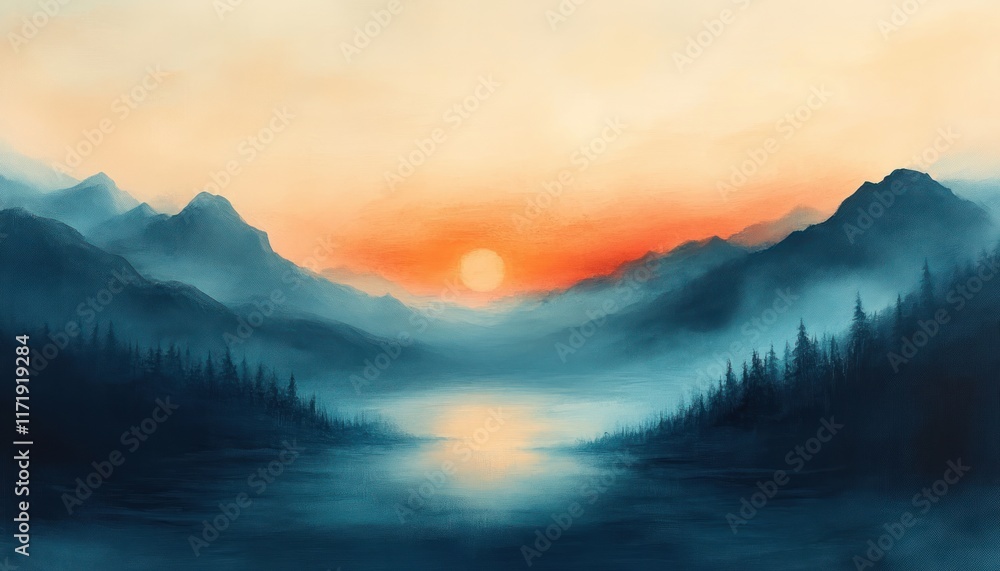 Obraz premium Dreamy Abstract Landscape Soft Pastel Colors Smooth Gradient Impressionist Ethereal Light