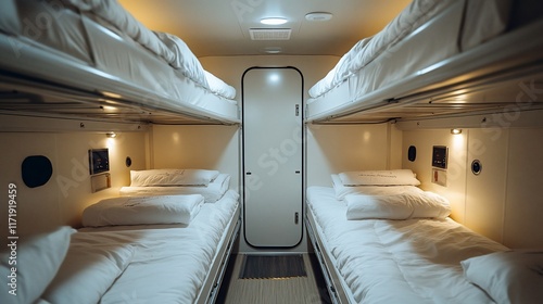 Modern bunk beds in a clean, well-lit room.