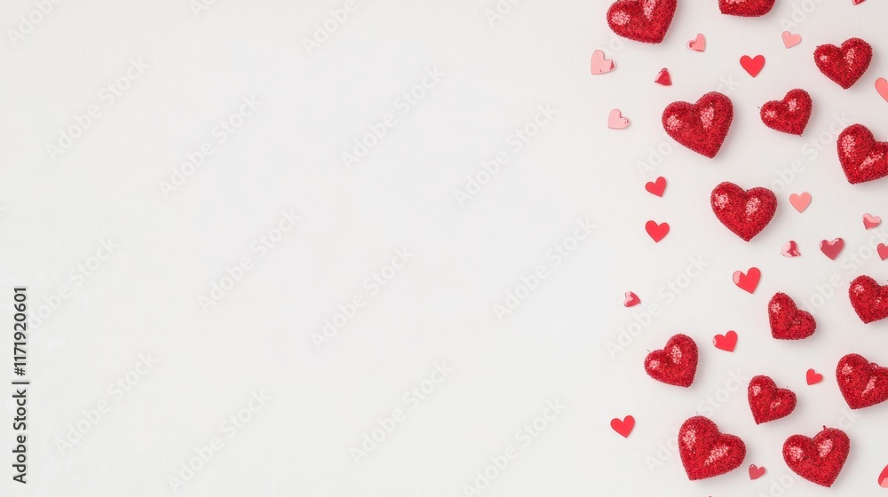 Delicate hearts dance across a pristine surface, framed by a soft red and pink backdrop, capturing the essence of love and affection this Valentine's Day. Delicate hearts dance across a pristine surface, framed by a soft red and pink backdrop, capturing the essence of love and affection this Valentine's Day.