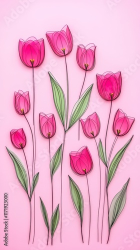 Wallpaper Mural Delicate pink flowers bloom gracefully against a soft pink backdrop, embodying love and romance in a whimsical, enchanting way for Valentine's Day. Torontodigital.ca