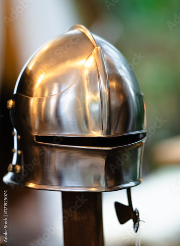Ancient Helmet from suit of Warrior armor. mediaeval knight gladiator head protection parts