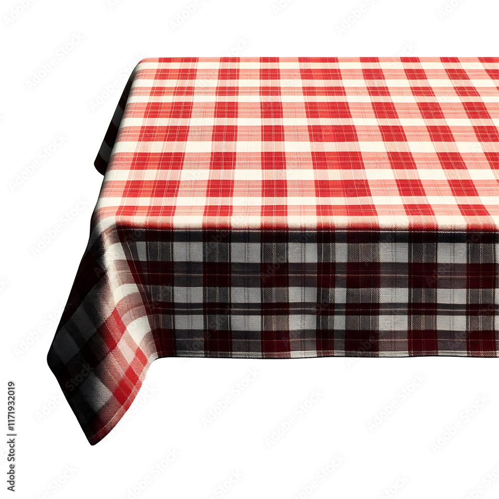 Red and White Checkered Tablecloth Isolated on Transparent Background Red and White Checkered Tablecloth Isolated on Transparent Background
