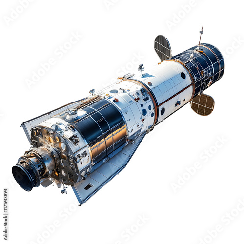 Spacecraft with Solar Panels Isolated on a Transparent Background