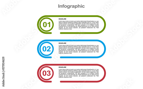 infographic template with 3 stages and colorful options for white background presentations.