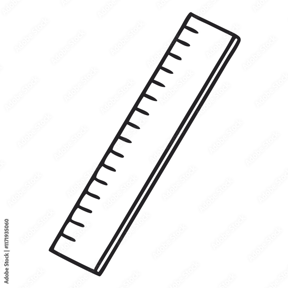 Yellow Outline Ruler for Education Vector Illustration