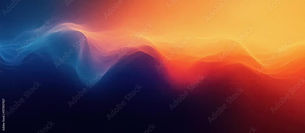 Obraz premium Deep Blue to Vibrant Orange Gradient Abstract Artwork Smooth Flowing Texture