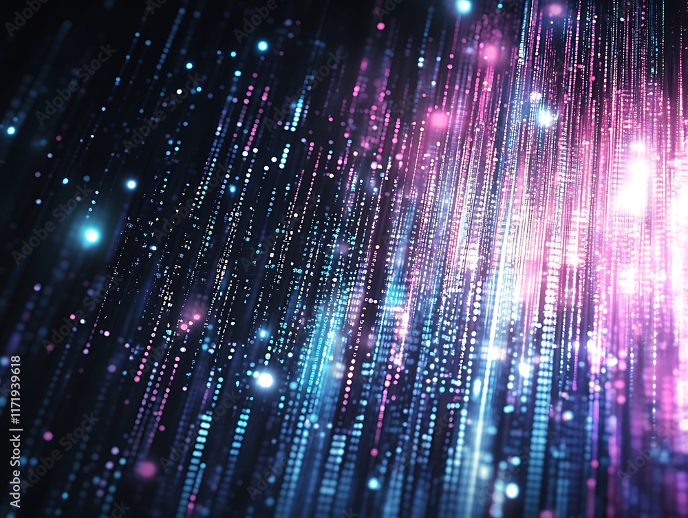 Fototapeta premium Abstract Digital Rain Light Streams Pattern Design