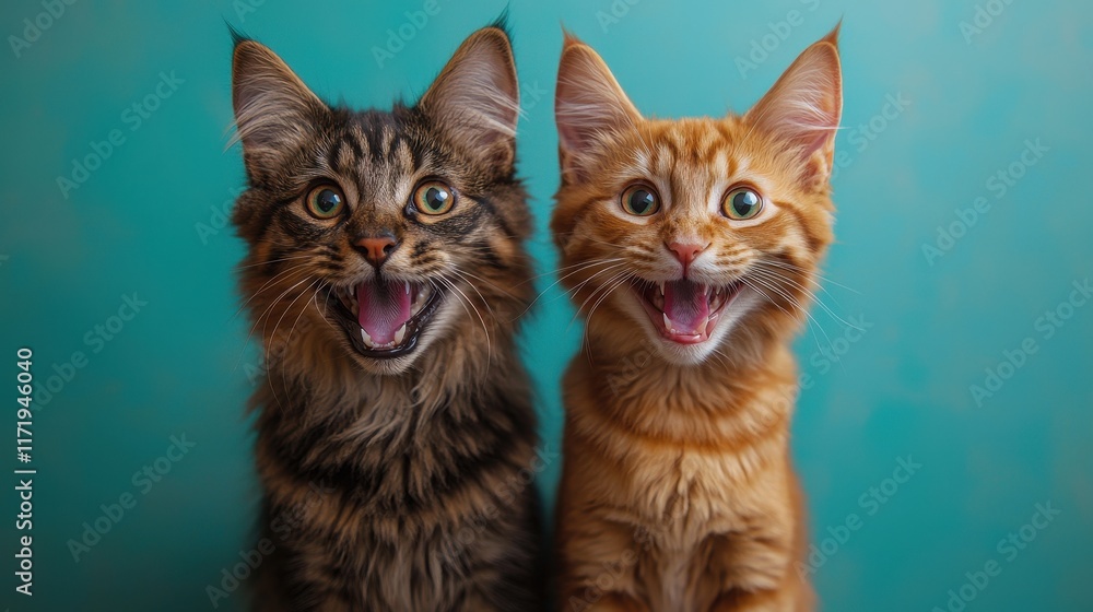 Playful cats enjoying a fun moment indoor setting animal photography vibrant colors close-up joyful expressions Playful cats enjoying a fun moment indoor setting animal photography vibrant colors close-up joyful expressions