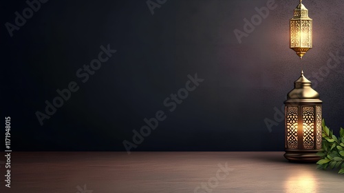 Elegant lanterns on a dark background, creating a warm ambiance.