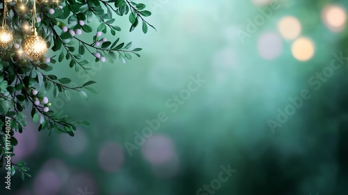 Softly illuminated greenery with a dreamy background.