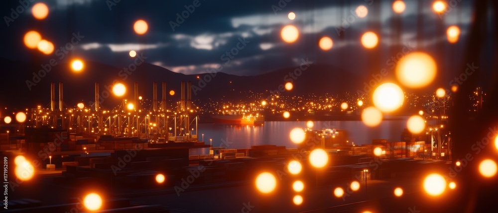 A stunning night scene featuring glowing orbs over a harbor, with illuminated boats and a serene, atmospheric backdrop. A stunning night scene featuring glowing orbs over a harbor, with illuminated boats and a serene, atmospheric backdrop.