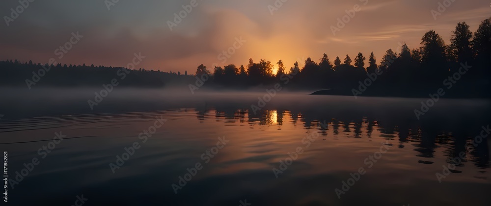 Fototapeta premium Amazing water reflecting serene sunsets inviting reflection in quiet places