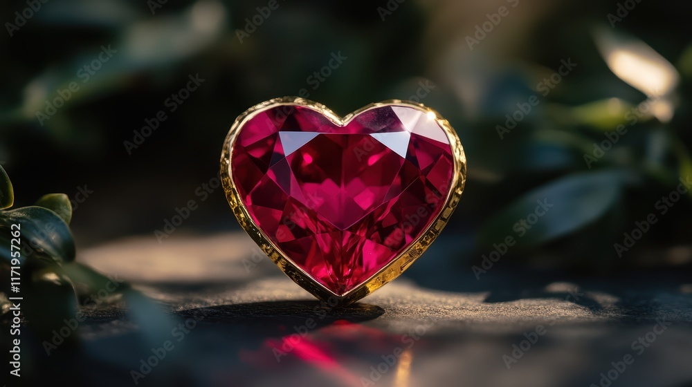 A stunning heart-shaped ruby sparkles on a polished table, radiating love and passion, perfect for a romantic Valentine's Day celebration. A stunning heart-shaped ruby sparkles on a polished table, radiating love and passion, perfect for a romantic Valentine's Day celebration.