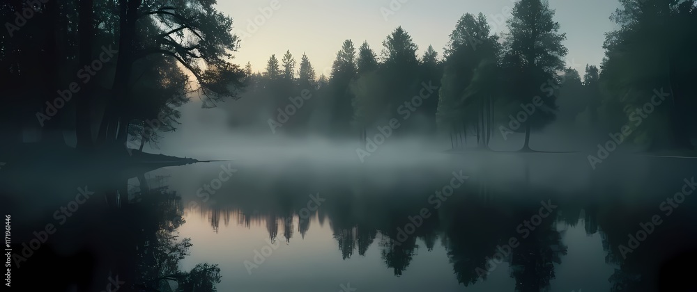 Fototapeta premium Captivating reflections of trees on the tranquil surface of a lake