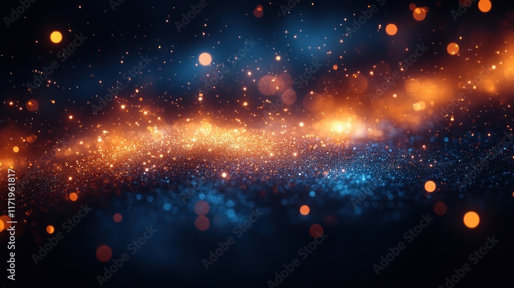 Obraz premium golden bokeh lights abstract background with sparkling confetti effect