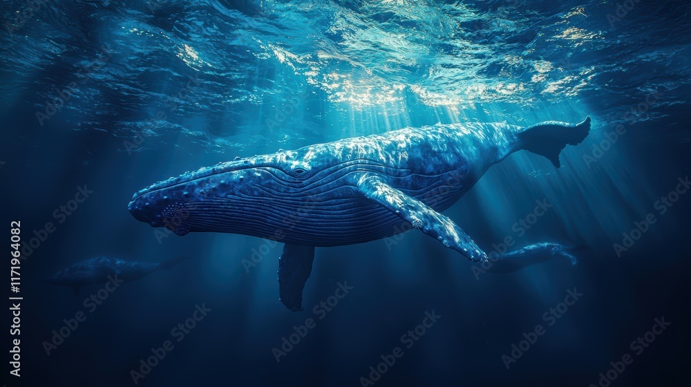 Naklejka premium Majestic Humpback Whale Underwater