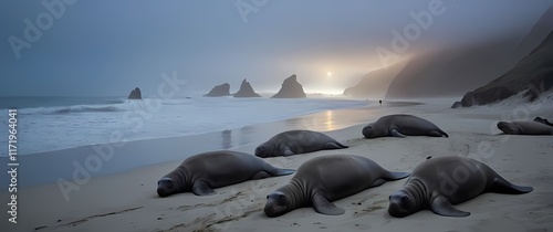 Charming images of elephant seals lounging on picturesque beaches