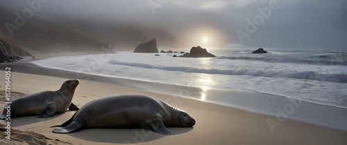 Charming images of elephant seals lounging on picturesque beaches