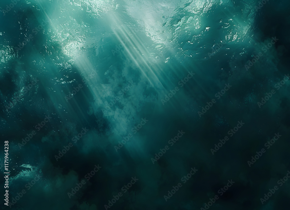 Fototapeta premium Underwater Light Rays in Dark Teal Water
