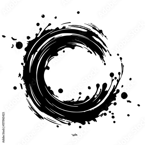 Letter C silhouette with abstract splashes