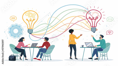 Creative Collaboration in Modern Workspace with Idea Exchange